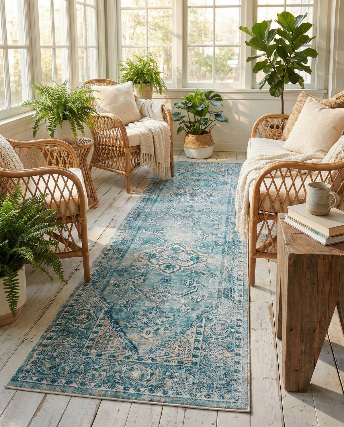 Coastal Haven Collection Area Rug -  Marina Runner Blue  lifestyle 95