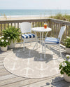 Seaside Haven Rugs Collection Area Rug - Sapphire (Gray) Round Gray  lifestyle 18