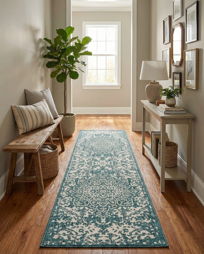 Urban Oasis Rugs Collection Area Rug -  Penthouse (Teal) Runner Teal  lifestyle 38