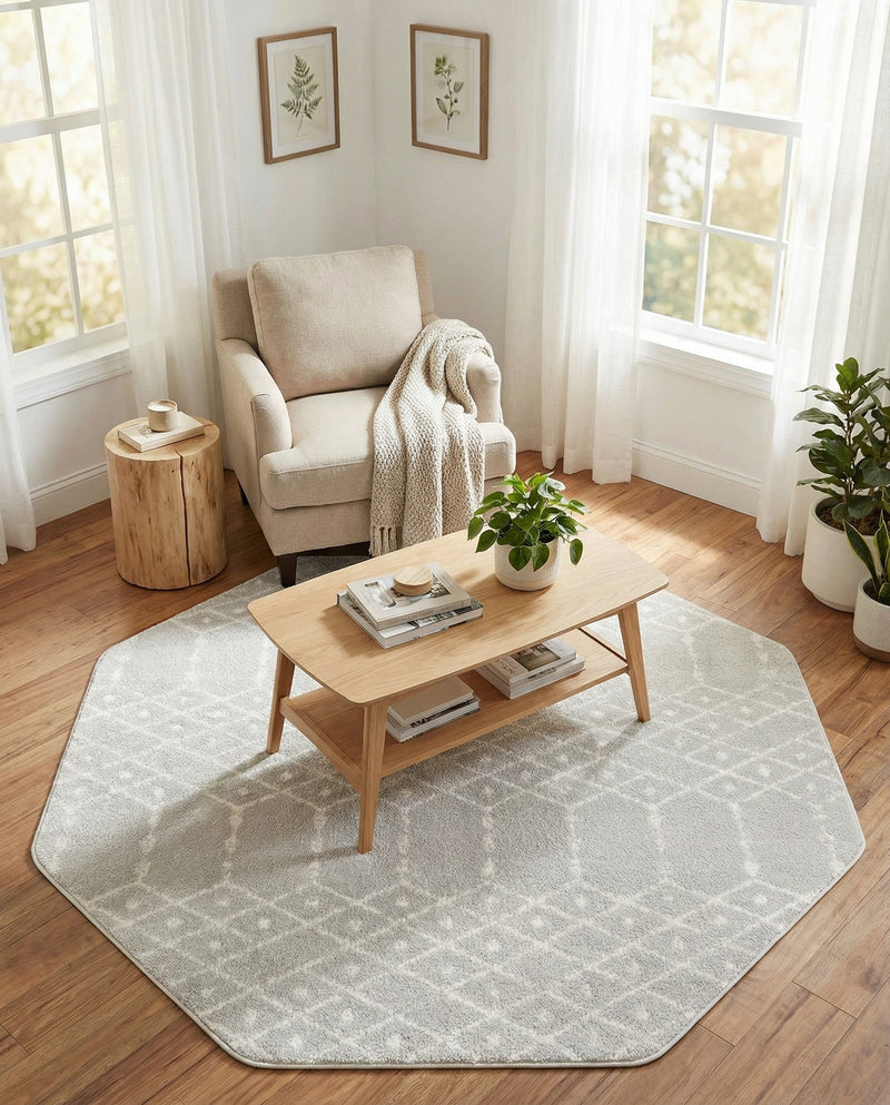 Marrakesh Lattice Collection Area Rug - Casablanca (Light Gray) Octagon Light Gray  lifestyle 72