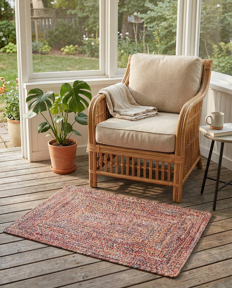 Sustainable Strands Indoor-Outdoor Oasis Collection Area Rug -  Sandbar (Multi) Rectangle Multi  lifestyle 9
