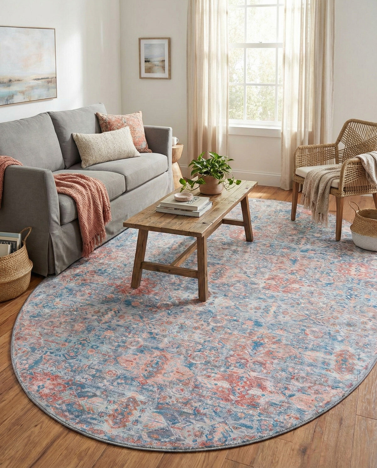 Heritage Elegance Collection Area Rug -  Potala Oval Blue  lifestyle 110