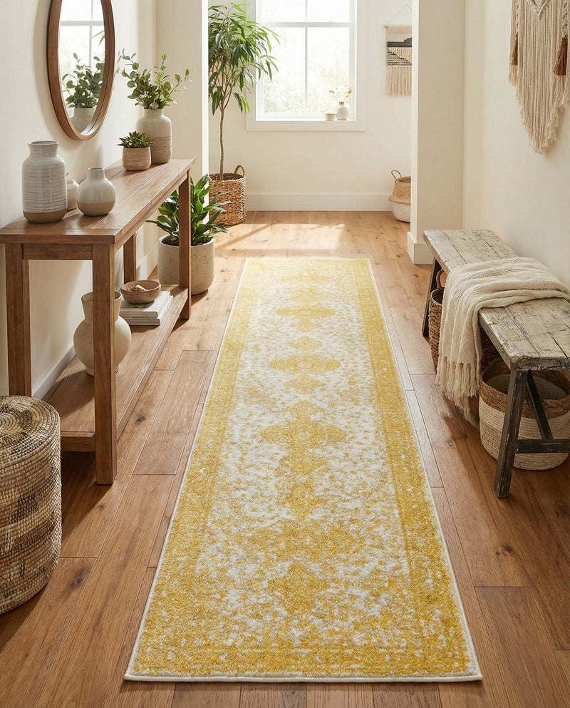 Dover Terrace Collection Area Rug - Marina (Yellow) Runner Yellow  lifestyle 41