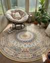 Persian Elegance Collection Area Rug -  Hamedan (Beige) Round Beige  lifestyle 35