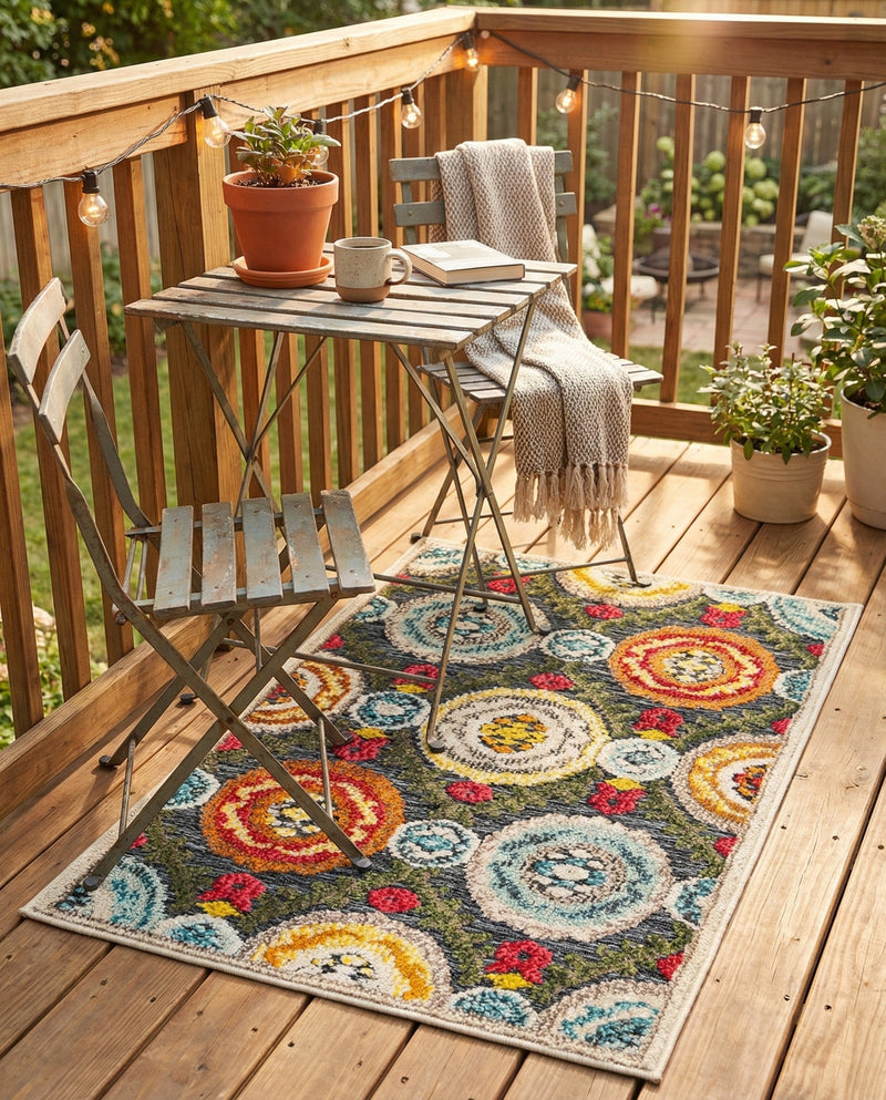 Outdoor Marrakesh Collection Area Rug -  Asilah Rectangle Gray  lifestyle 33