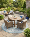 Tribal Terrace Treasures Collection Area Rug - Mayan Marina (Teal) Round Teal  lifestyle 86