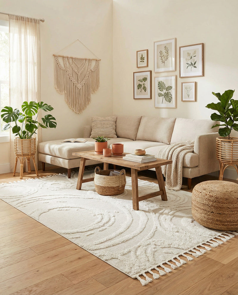 Sahara Chic Collection Area Rug -  Nubia Rectangle Ivory  lifestyle 17
