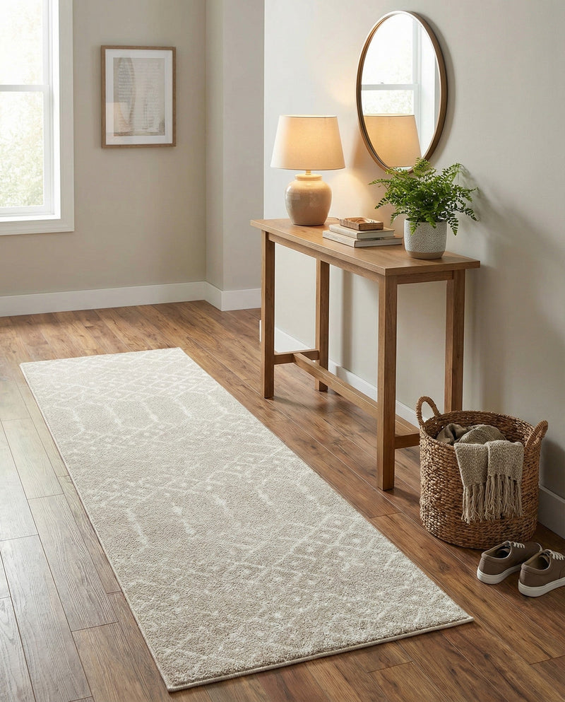 Marrakesh Lattice Collection Area Rug - Casablanca (Light Gray) Runner Light Gray  lifestyle 75