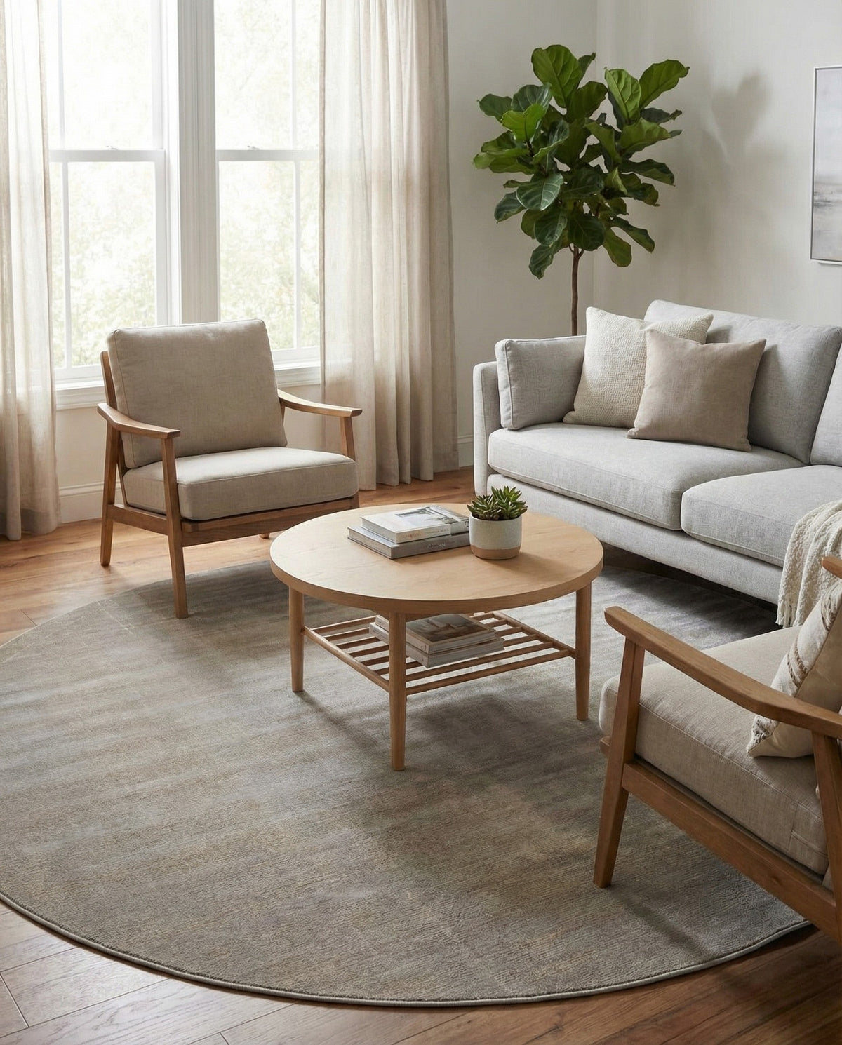 Soho Elegance Collection Area Rug - Chelsea (Gray) Round Gray  lifestyle 28