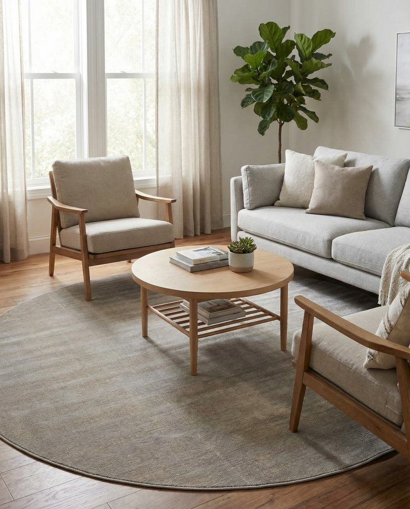 Soho Elegance Collection Area Rug - Chelsea (Gray) Round Gray  lifestyle 28