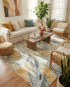 Seaside Blooms Collection Area Rug -  Blossom Rectangle Gray Ivory Yellow  lifestyle 14