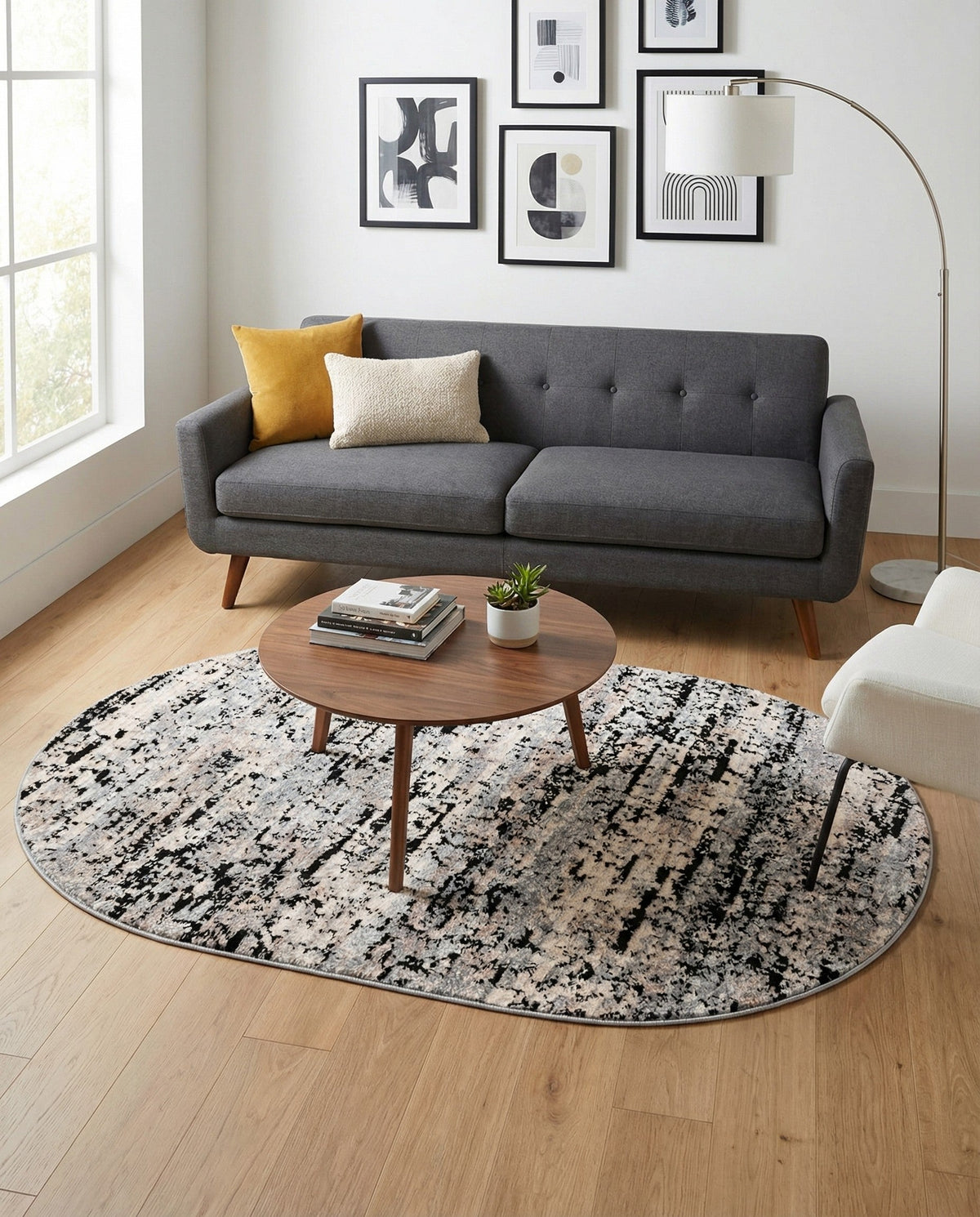Santa Fe Trails Collection Area Rug -  Chaparral Oval Gray  lifestyle 63