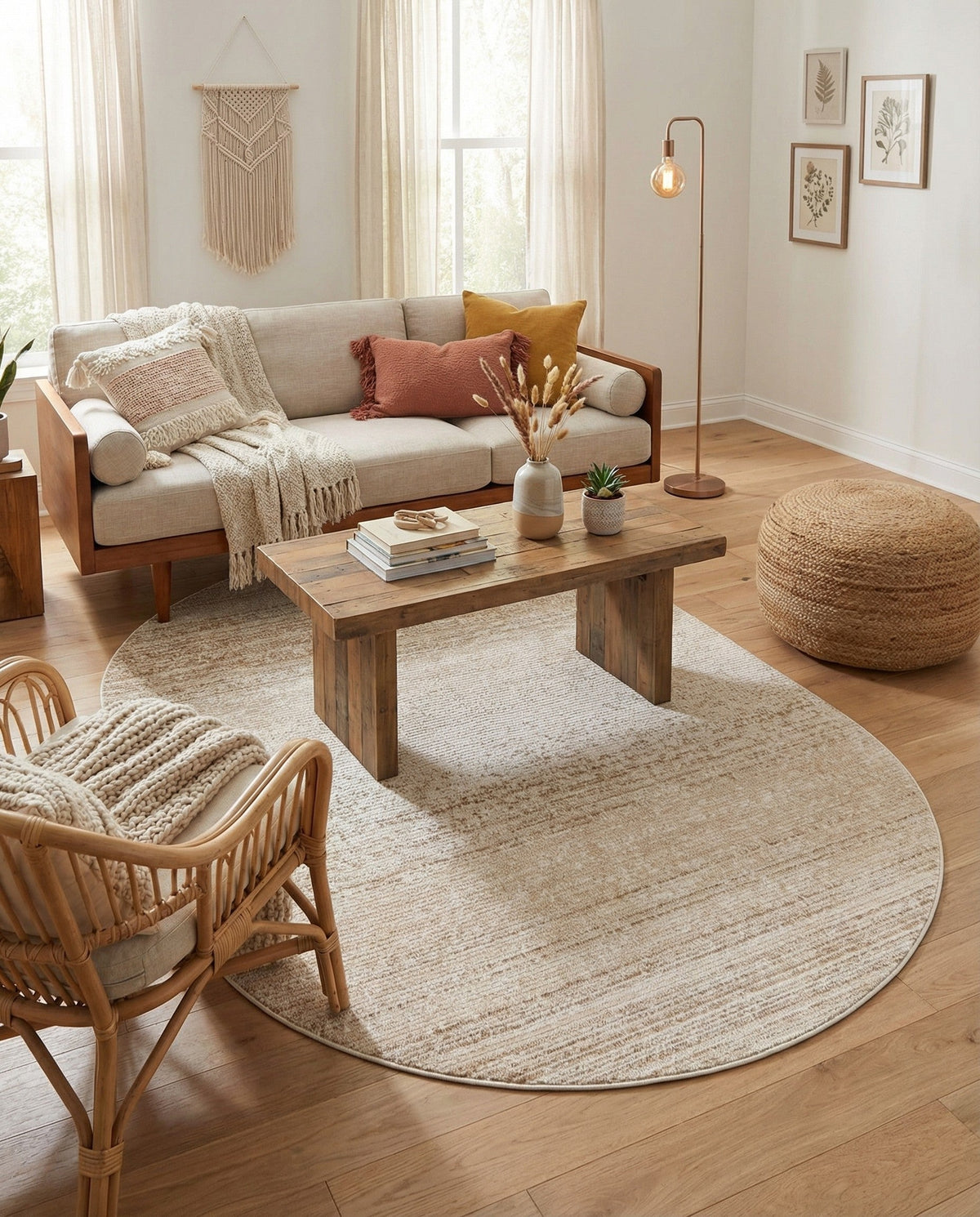 Jewel Oasis Collection Area Rug - Sapphire (Ivory) Oval Ivory  lifestyle 77