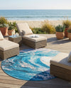 Urban Terrace Collection Area Rug - Veranda Round Blue  lifestyle 48