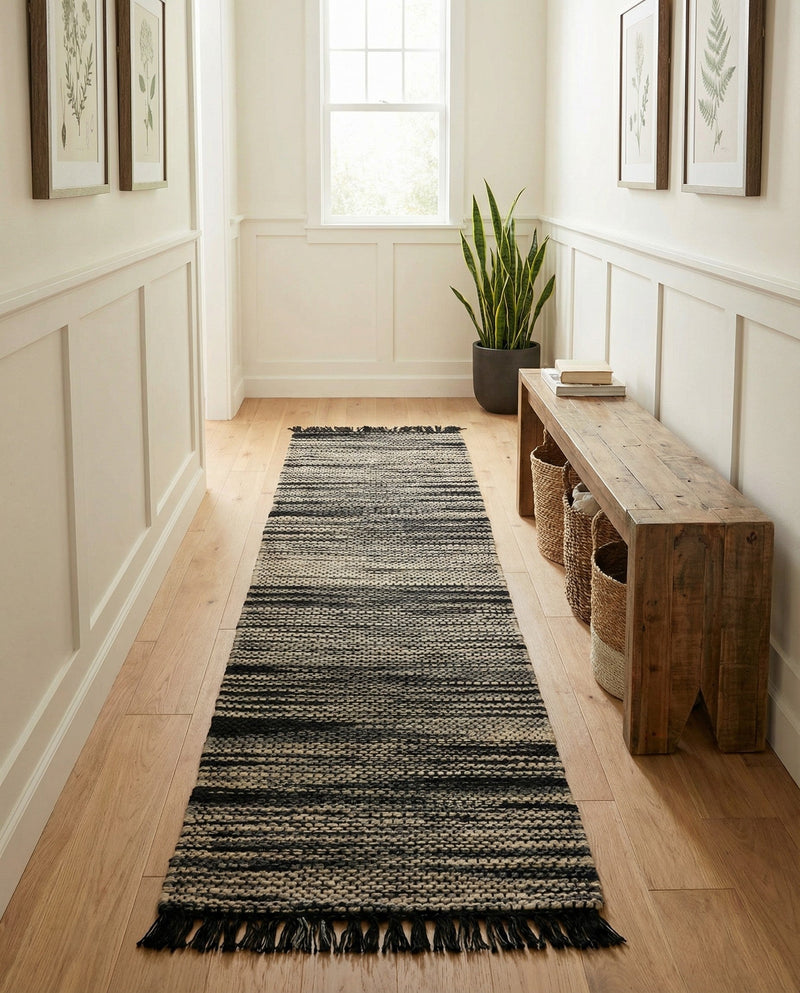 Savannah Jute Collection Area Rug - Nantucket Runner Navy Blue and Ivory  lifestyle 78