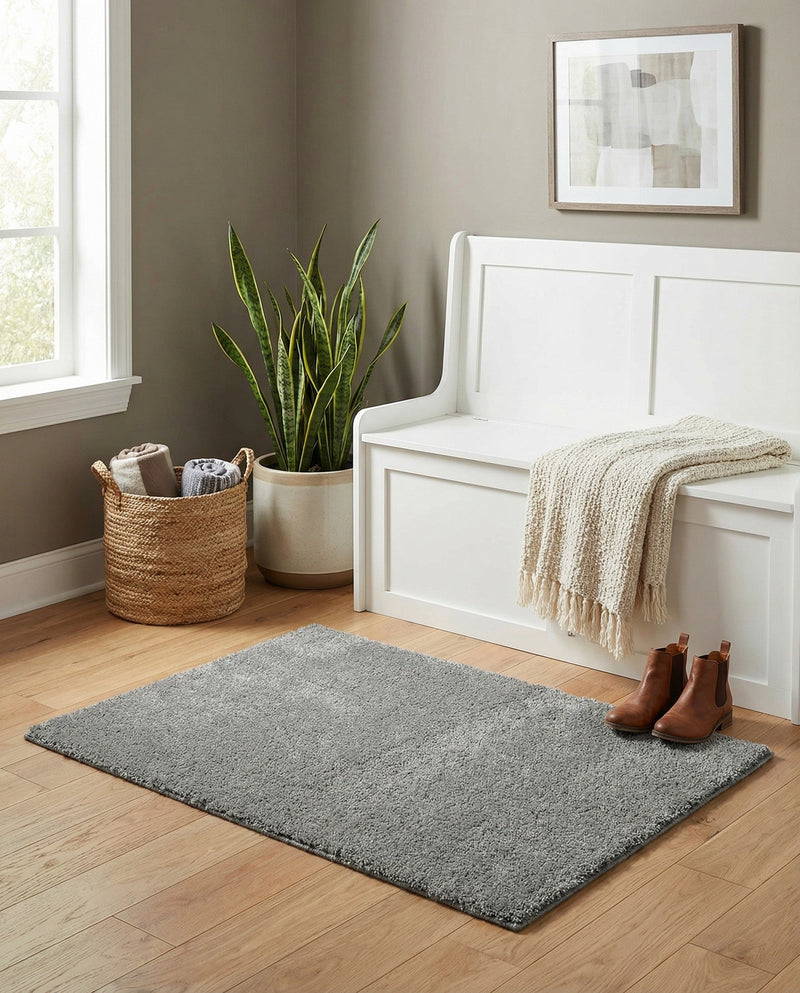 Solid Shag Seaside Collection Area Rug - Azure Cove (Gray) Rectangle Gray  lifestyle 3