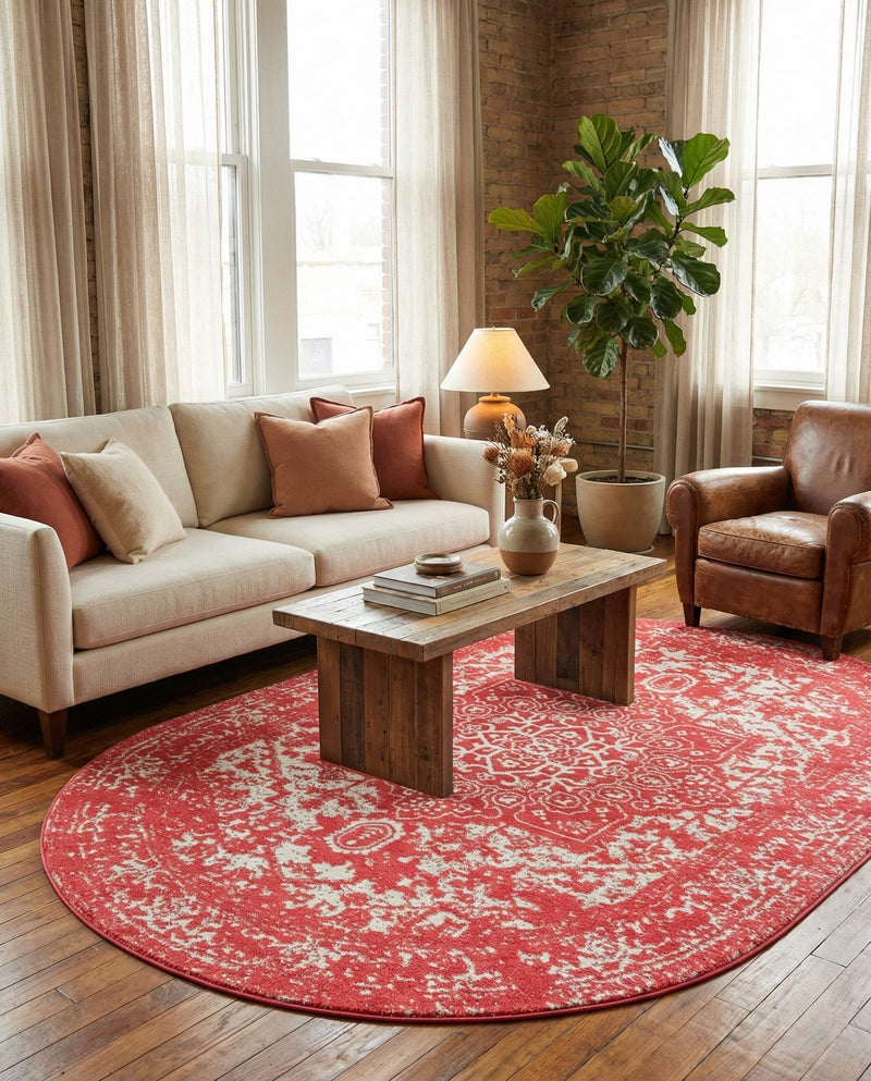 Georgetown Rugs Collection Area Rug - Dupont (Pink) Oval Pink  lifestyle 49