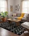 Berber Lattice Shag Collection Area Rug - Atlas (Black and White) Rectangle Black and White  lifestyle 5
