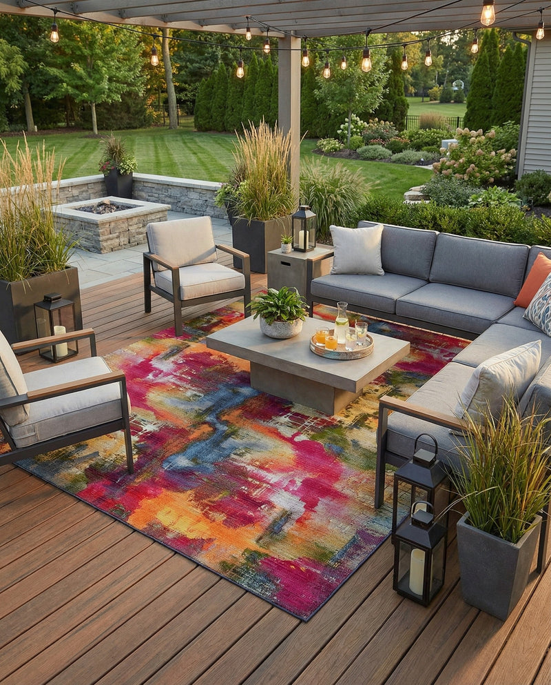 Urban Terrace Collection Area Rug -  Atrium Rectangle Multi  lifestyle 16