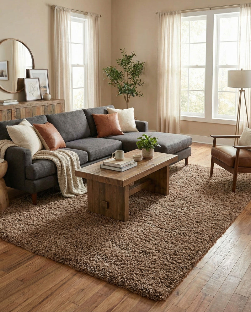 Plush Oasis Collection Area Rug - Serenity (Sandy Brown) Rectangle Sandy Brown  lifestyle 8