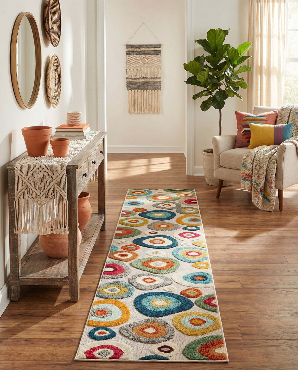 Outdoor Marrakesh Collection Area Rug -  Chefchaouen Runner Multi Beige  lifestyle 118