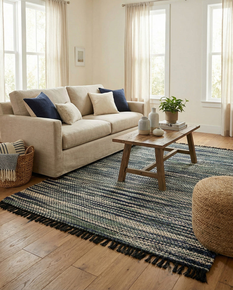 Savannah Jute Collection Area Rug - Nantucket Rectangle Green and Ivory  lifestyle 18