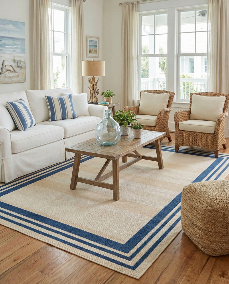 Bahama Breeze Outdoor Collection Area Rug -  Abaco Rectangle Beige  lifestyle 7