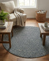 Highland Woven Jute Collection Area Rug - Glenmore (Navy Blue) Round Navy Blue  lifestyle 43