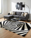 Cyclone Wool Collection Area Rug -  Twister Rectangle Black and White  lifestyle 6