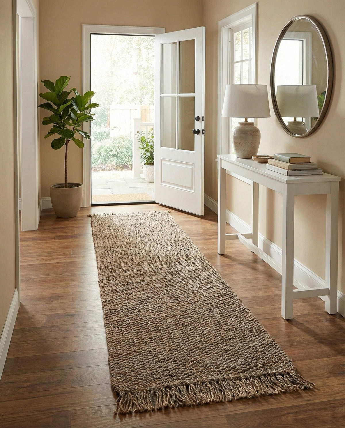 Savannah Jute Collection Area Rug - Seashore Runner Gray  lifestyle 172