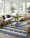 Seaside Stripes Collection Area Rug -  Veranda Rectangle Blue  lifestyle 31