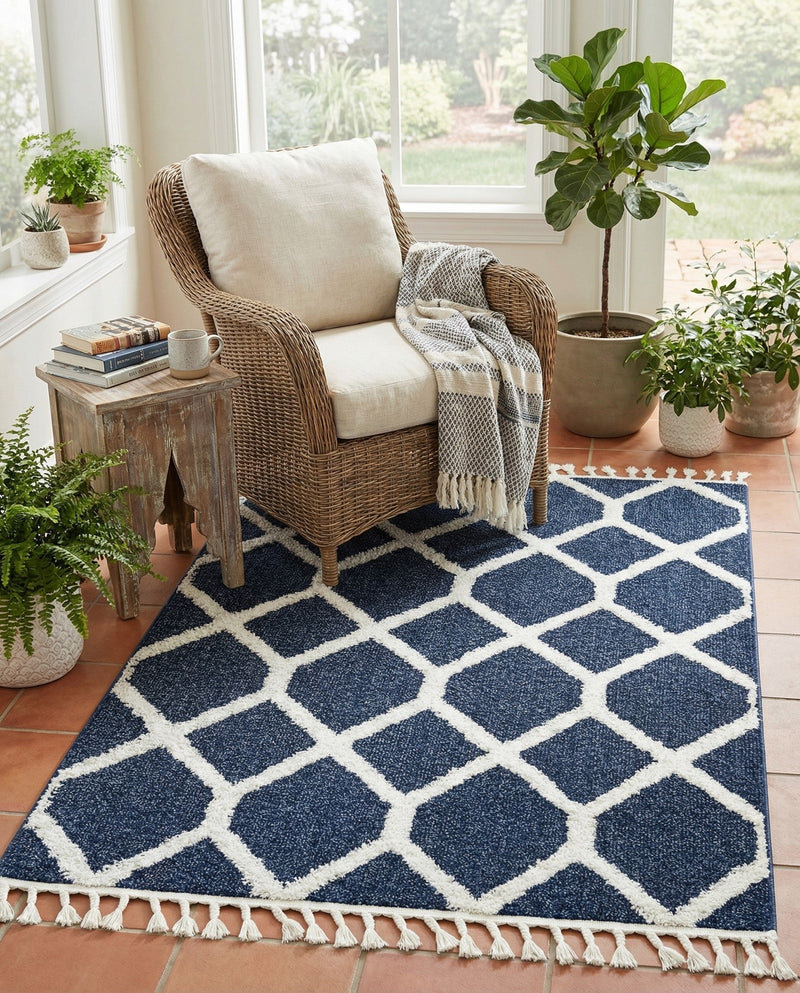 Sahara Chic Collection Area Rug -  Tuareg Rectangle Blue  lifestyle 50