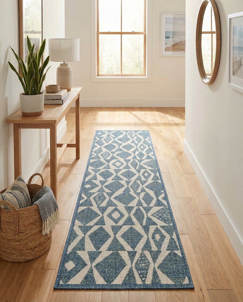 Coastal Terrace Collection Area Rug -  Tidepool Runner Blue  lifestyle 49