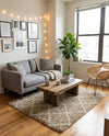 Berber Lattice Shag Collection Area Rug - Atlas (Light Brown) Square Light Brown  lifestyle 25
