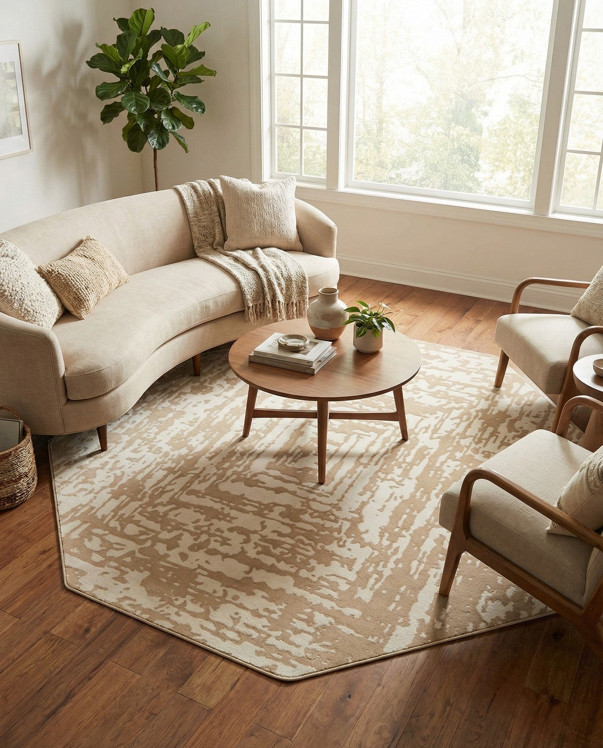 Sanctuary Retreat Collection Area Rug -  Asylum Octagon White Bone  lifestyle 146