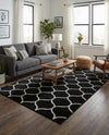 Trellis Mosaic Collection Area Rug -  Pergolatown (Black) Rectangle Black  lifestyle 4