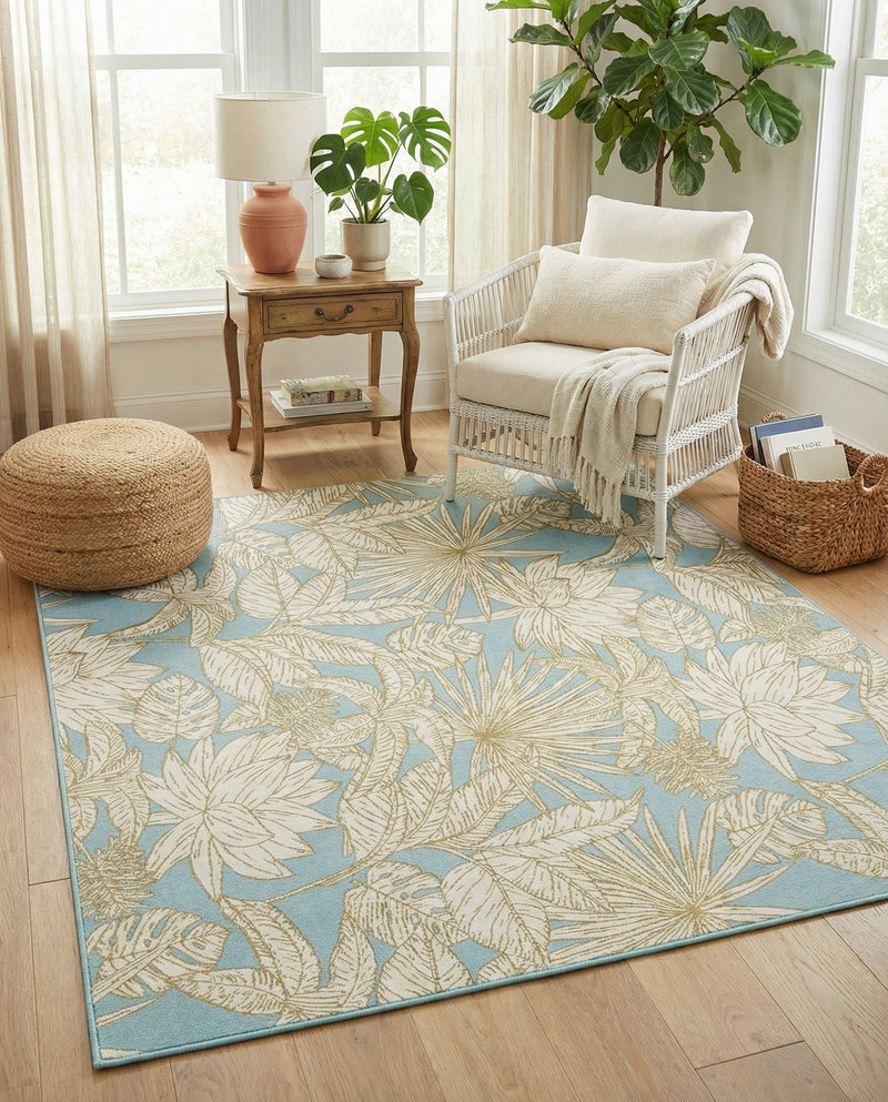 Seaside Blooms Collection Area Rug -  Shalimar Rectangle Soft Blue  lifestyle 8
