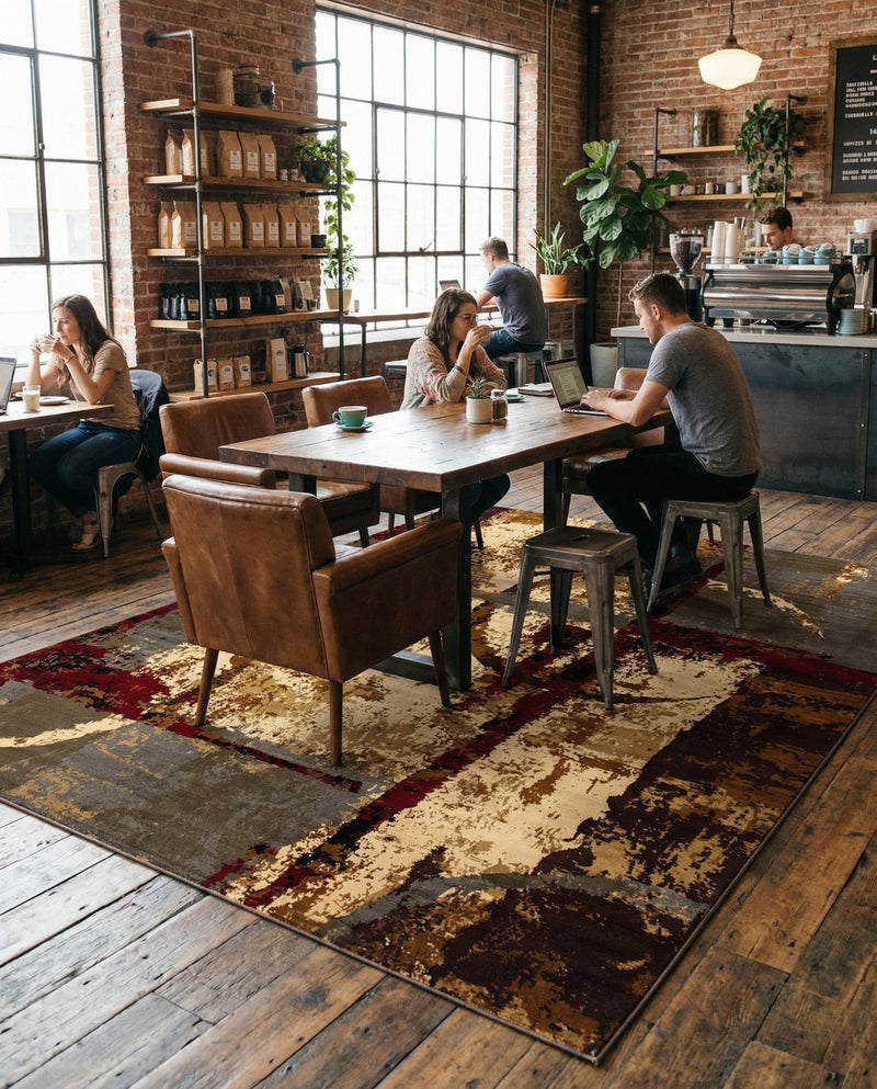 Bistro Lounge Collection Area Rug -  FlatWhite Rectangle Multi  lifestyle 9