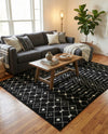 Mediterranean Lattice Collection Area Rug - Santorini (Black and White) Rectangle Black and White  lifestyle 8