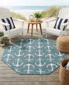 Seaside Haven Rugs Collection Area Rug - Sapphire (Teal) Octagon Teal  lifestyle 45