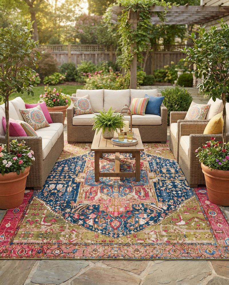 Patio Heritage Collection Area Rug -  Sanctuary Rectangle Multi  lifestyle 12