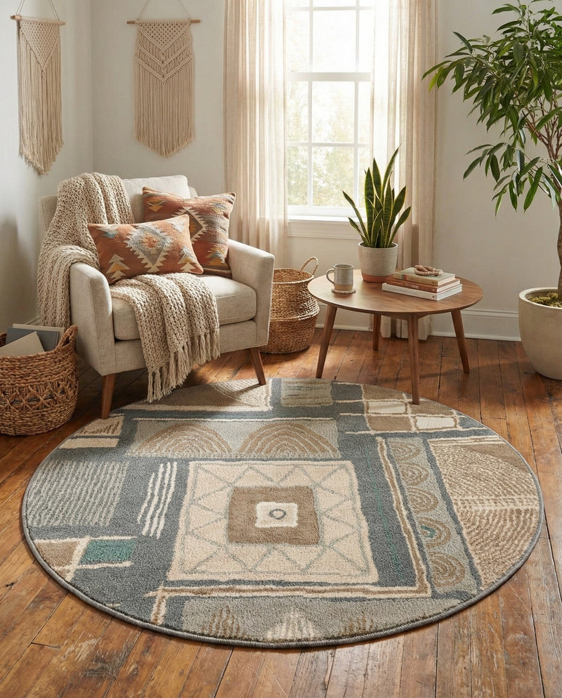 Savannah Sojourn Collection Area Rug -  Tsavo Round Multi  lifestyle 64
