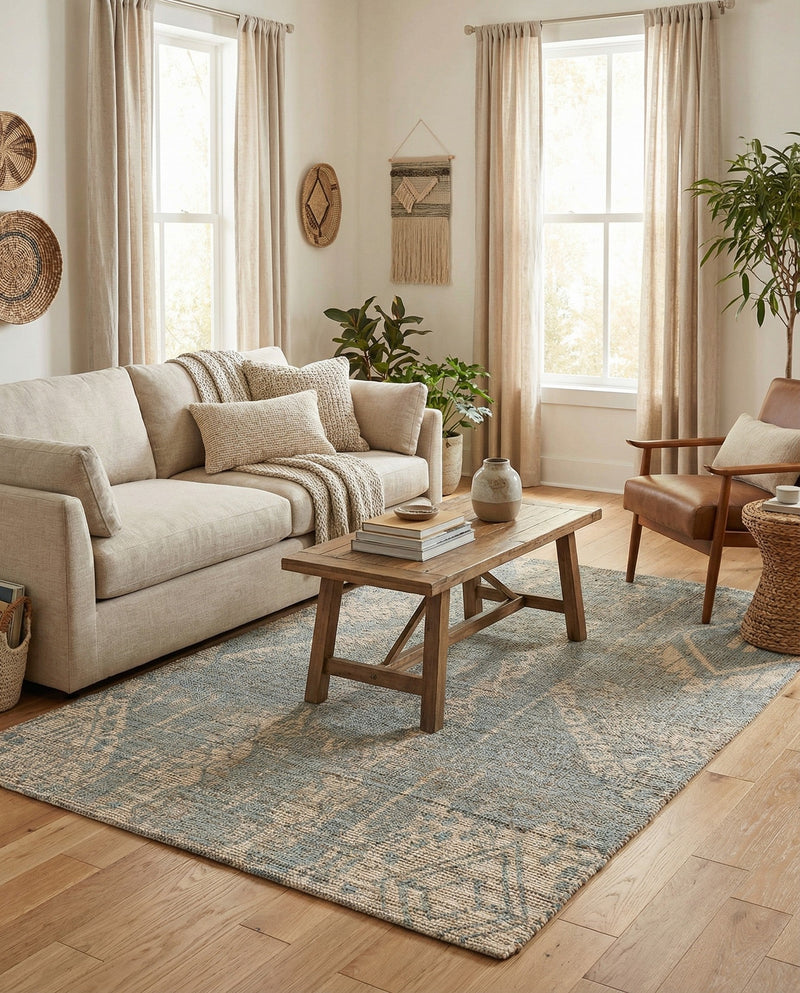 Savannah Threads Collection Area Rug -  Kalahari Rectangle Antique Blue  lifestyle 9