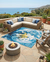 Urban Terrace Collection Area Rug -  Pergola Square Blue  lifestyle 44