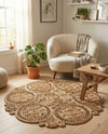 Woven Seaside Jute Collection Area Rug - Whittaker Round Natural  lifestyle 63