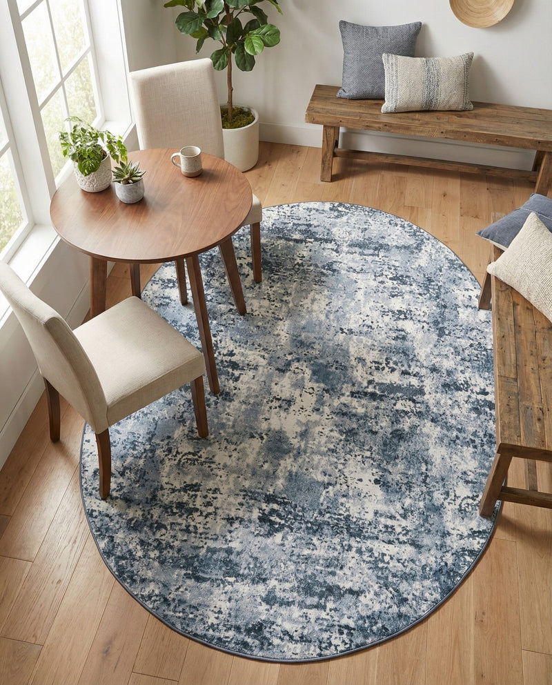 Luminara Sands Collection Area Rug - Elysium (Vintage Blue) Oval Vintage Blue  lifestyle 83