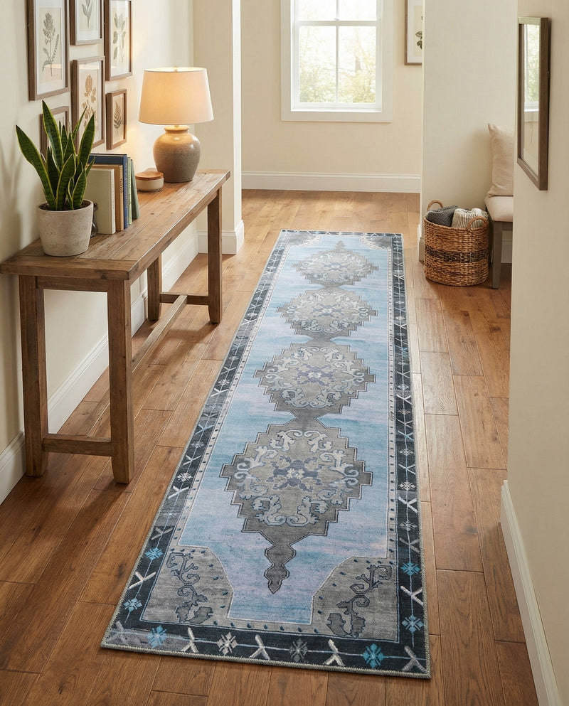 Heritage Elegance Collection Area Rug -  Winterthur (Blue Gray) Runner Blue Gray  lifestyle 28