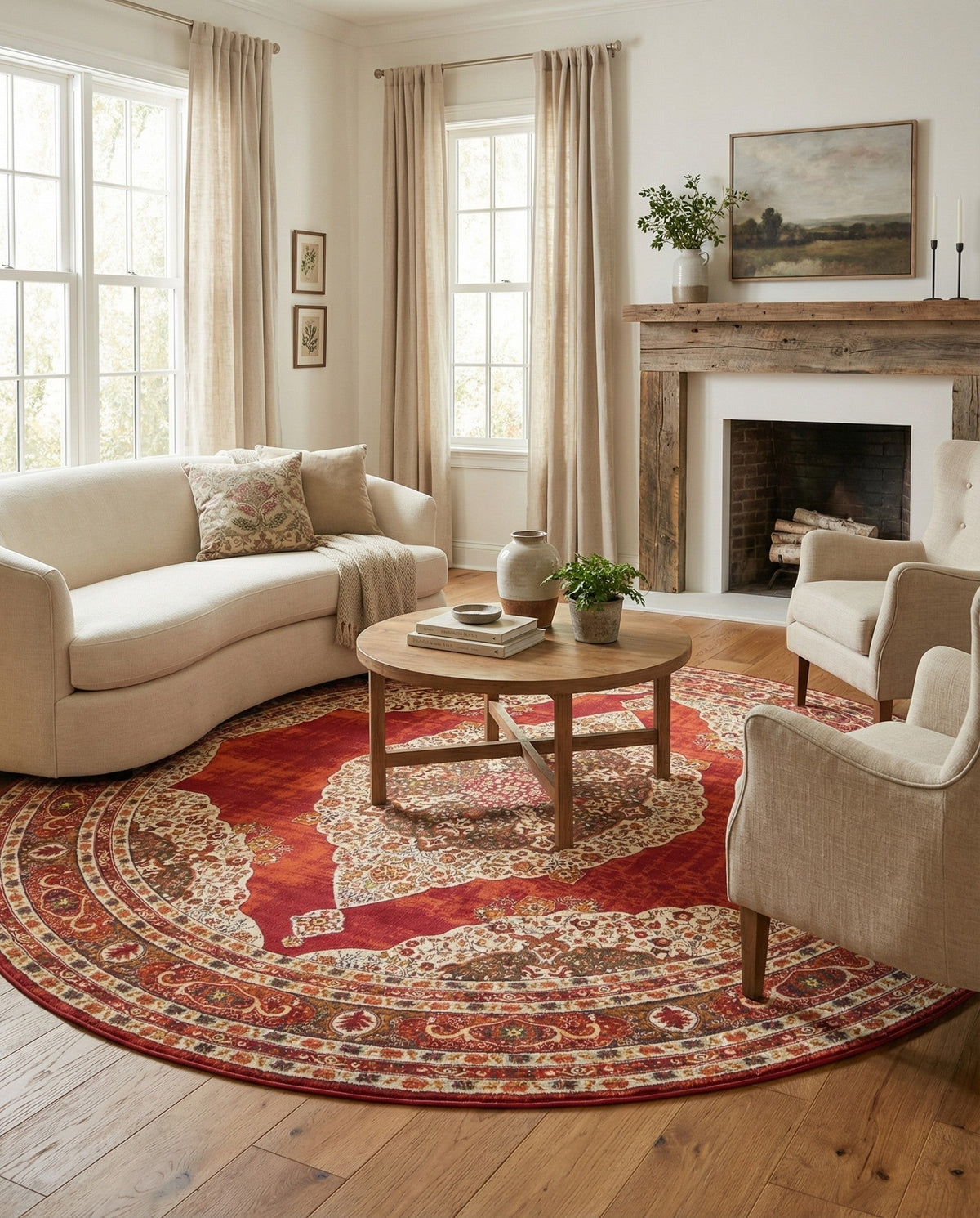 Caribbean Breeze Collection Area Rug -  Windward Round Red  lifestyle 155
