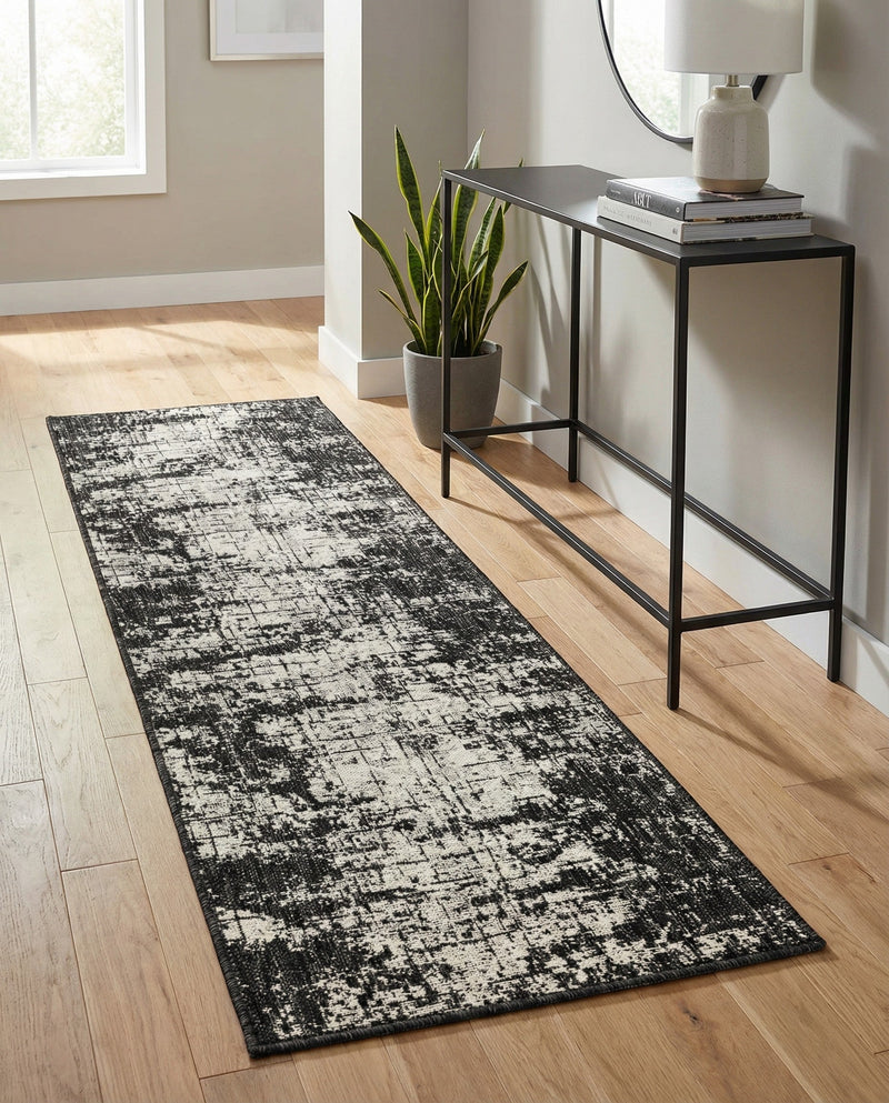 Urban Terrace Collection Area Rug -  Midtown Runner Black and White  lifestyle 18