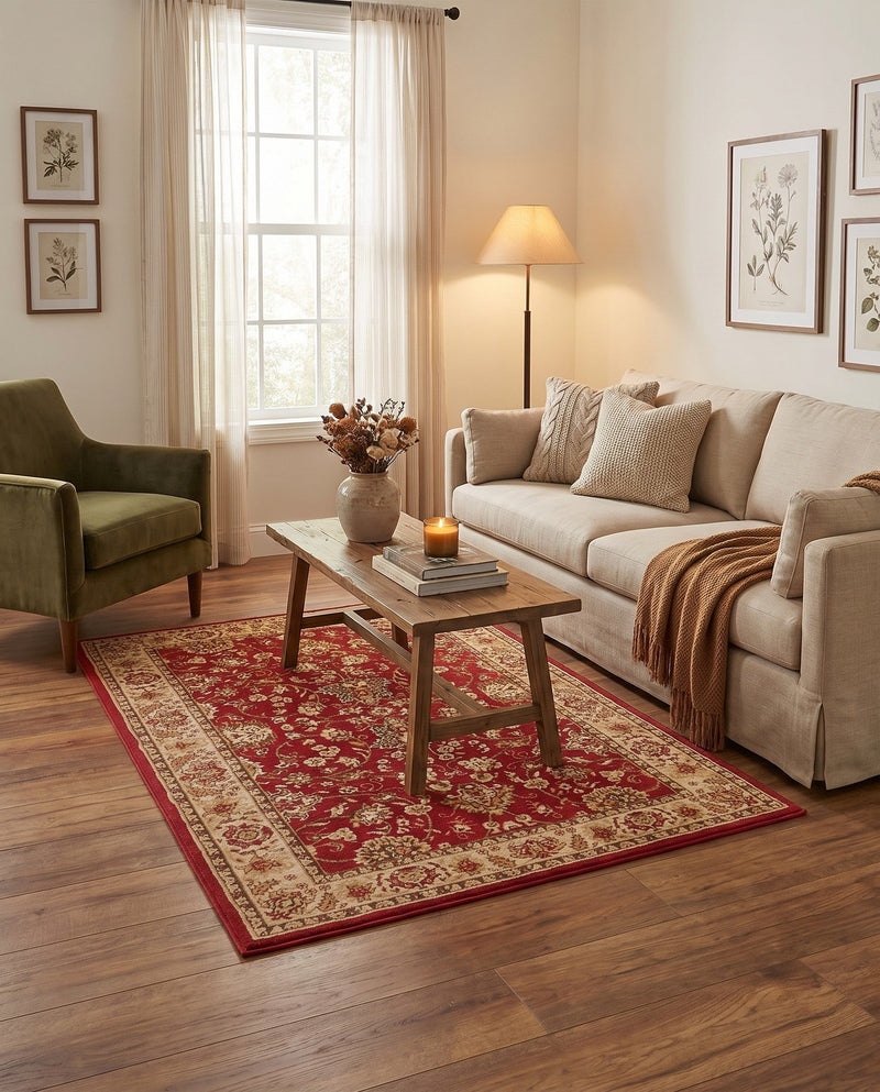 Isfahan Elegance Collection Area Rug - Naghsh-e Jahan (Burgundy) Rectangle Burgundy  lifestyle 46